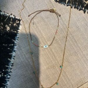 Gold and Turquoise Evil Eye Necklace Set
